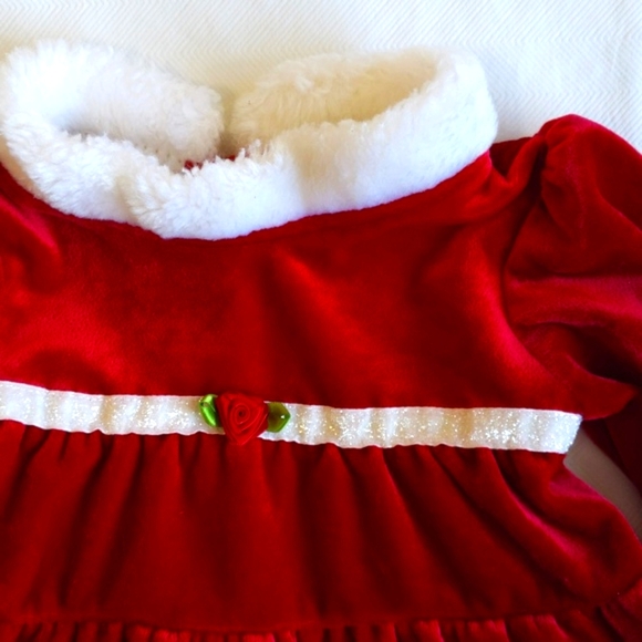 george christmas mrs. claus velvet faux fur holiday party dress 12 months baby - Picture 2 of 8